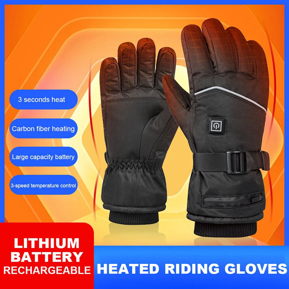 (image for) TENGOO Winter Heated Gloves Motorcycle Waterproof Gloves Heated Heating Warm Work Gloves Thermal Heated Outdoors Cycling Ski Gloves Battery Heated Gloves
